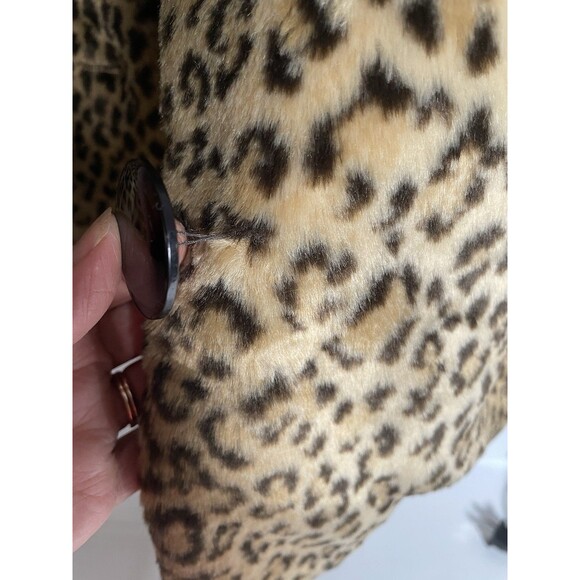 Vintage 1980's IZZI Outerwear Faux Leopard Fur Coat Jacket Plush, Women’s L - Picture 13 of 16